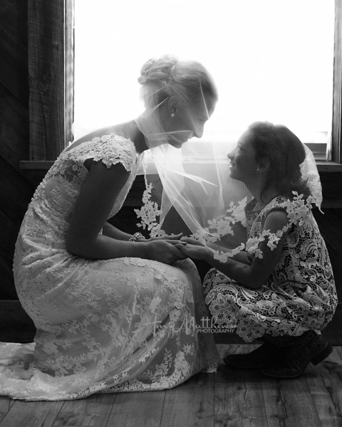 The bride and the flower girl